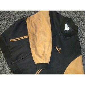 VTG Boeing Jacket Mens‎ L Black Brown Wool Leather Pilot Bomber Mac Murray USA